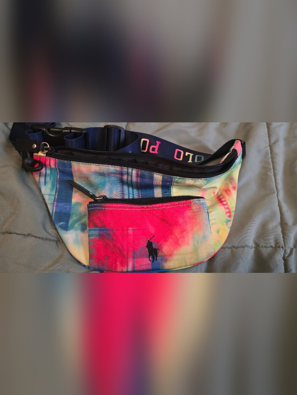 Polo Ralph Lauren Multicolor Belt Bag Fanny Pack Waist Bag Watercolor Green Red